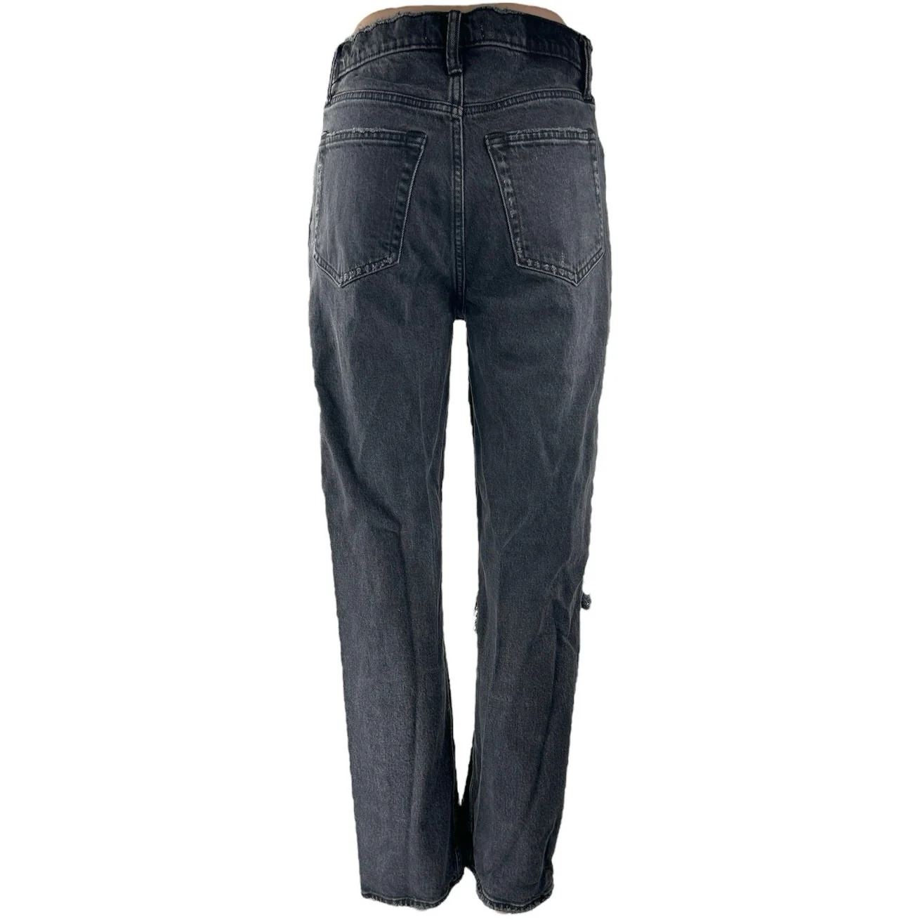 Abercrombie & Fitch The Dad High Rise Women's Black Distressed Denim Jeans Sz 27 - Image 2