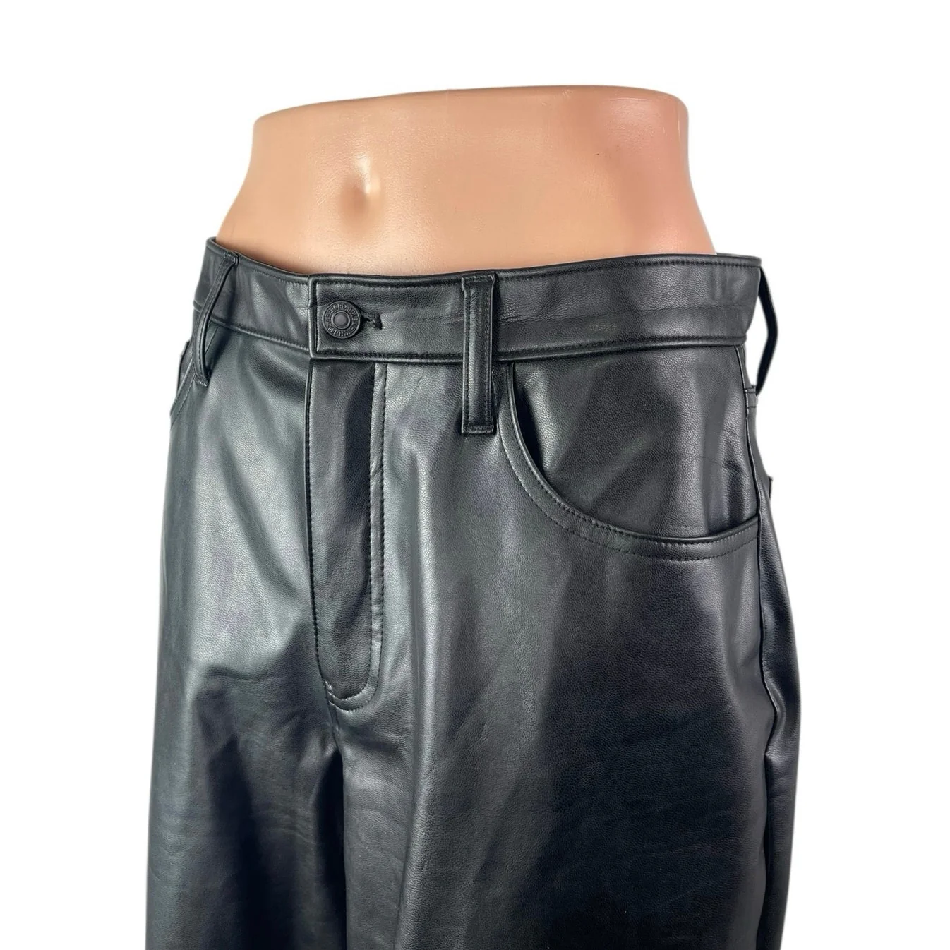 Abercrombie & Fitch The Loose High Rise Faux Leather Vegan Wide Leg Trousers 28 - Image 3