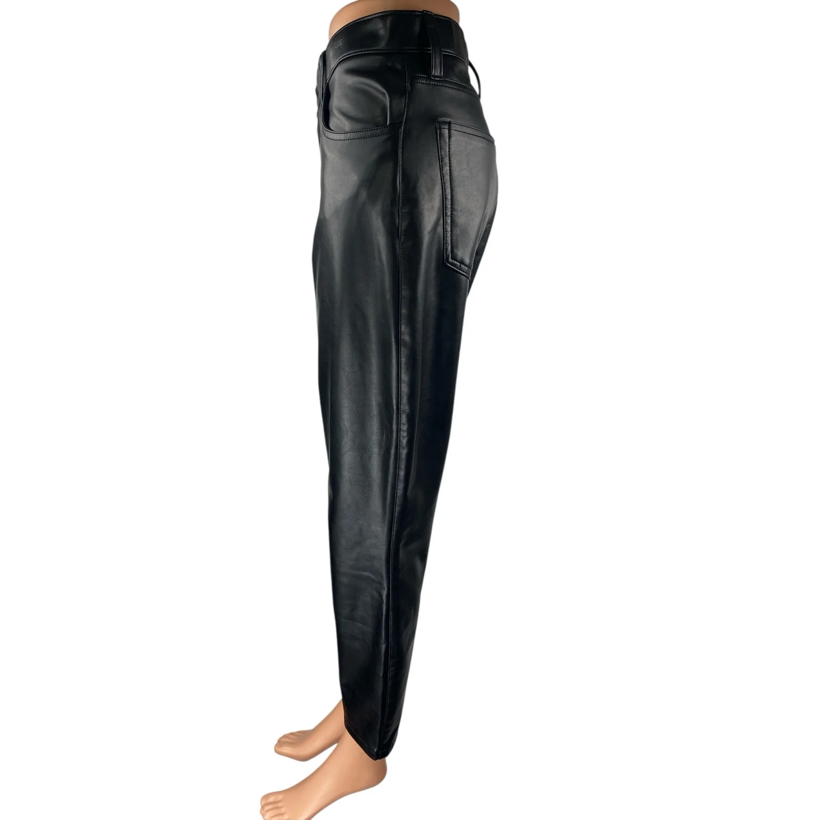 Abercrombie & Fitch The Shiny Women's Black Faux Leather Vegan Trousers Pants 32 - Image 2