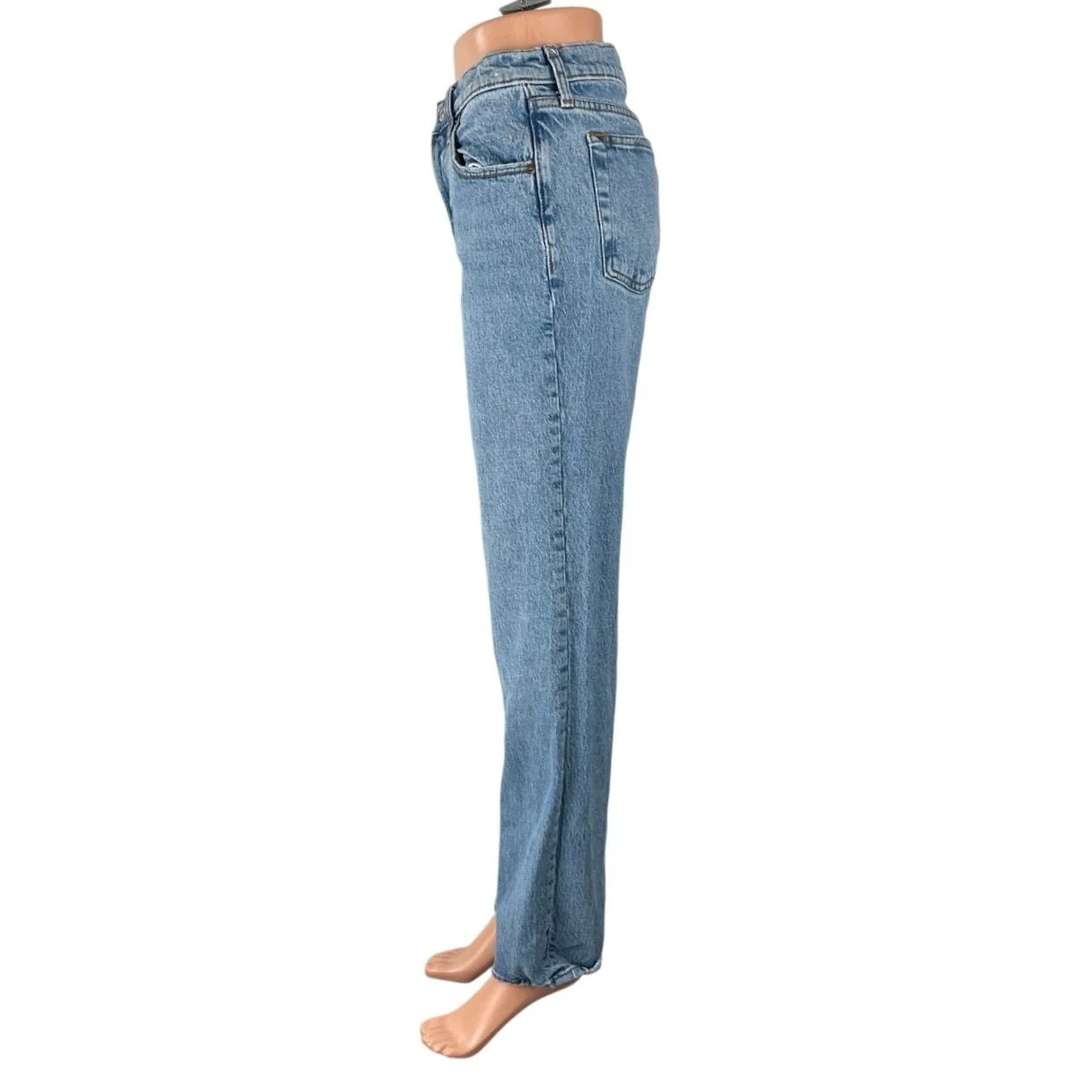 Abercrombie & Fitch The Straight Mid Rise Blue Relaxed Denim Jeans Size 27 - Image 3