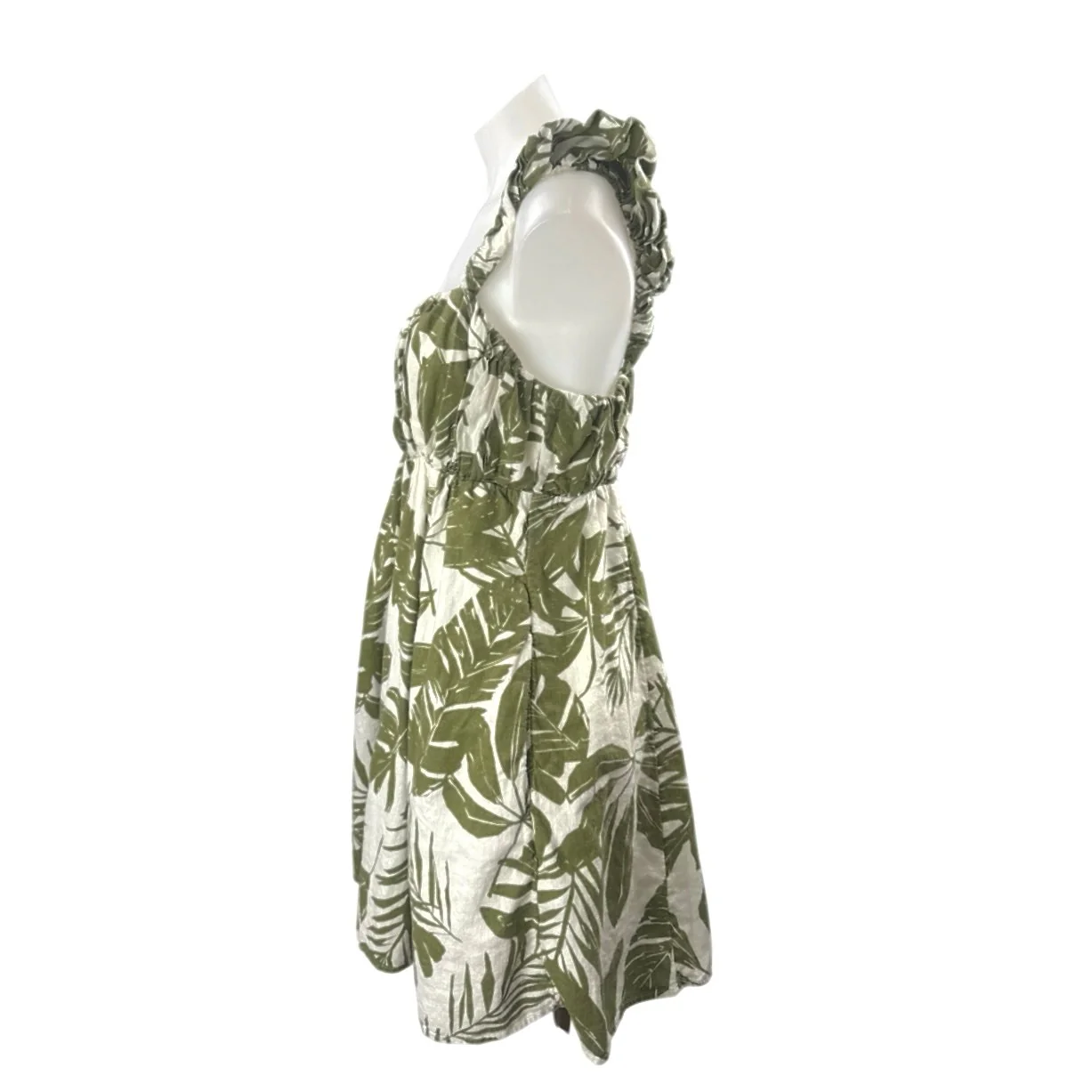 Abercrombie & Fitch Tropical Strappy Mini Tank Babydoll Flare A-Line Dress Sz L - Image 2