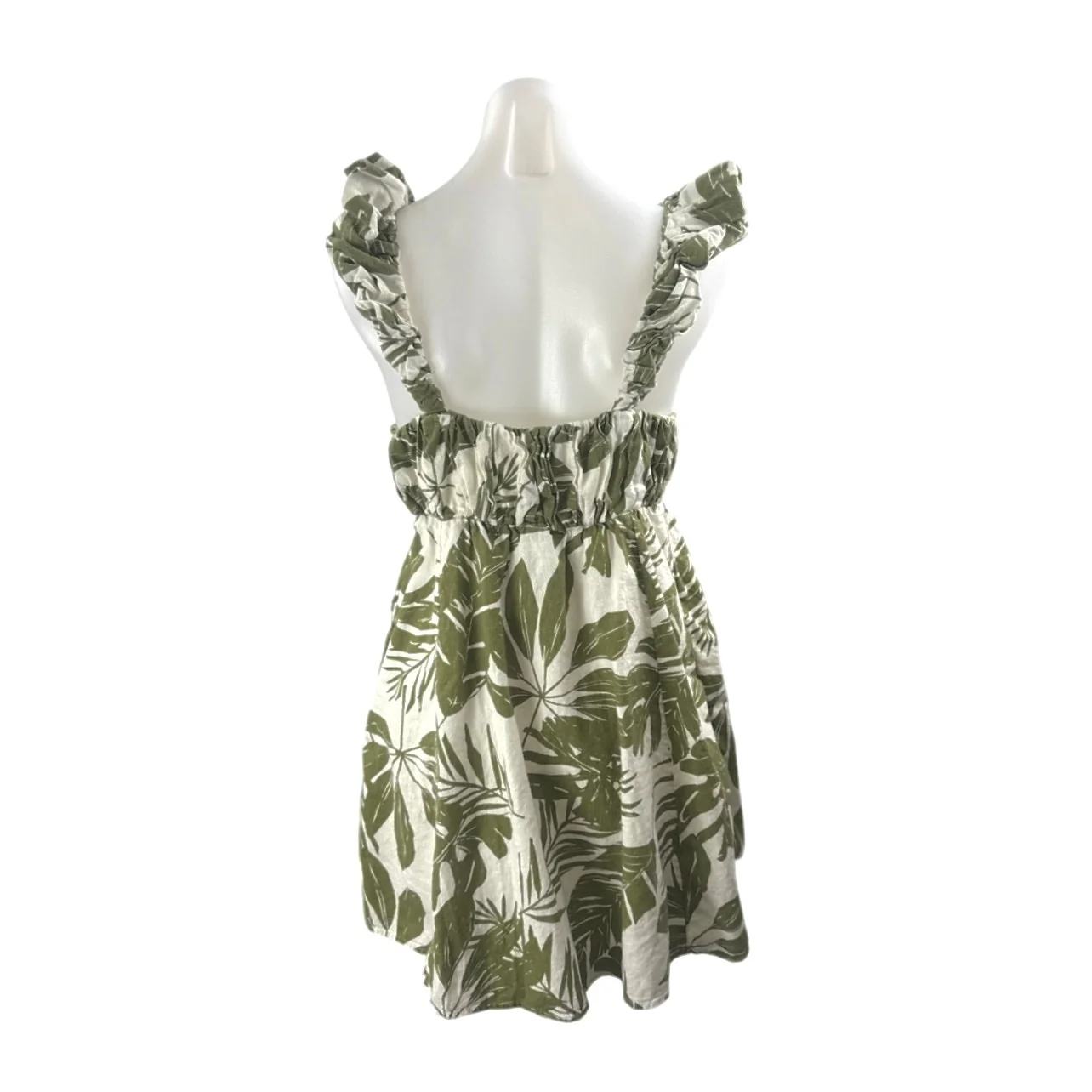 Abercrombie & Fitch Tropical Strappy Mini Tank Babydoll Flare A-Line Dress Sz L - Image 3