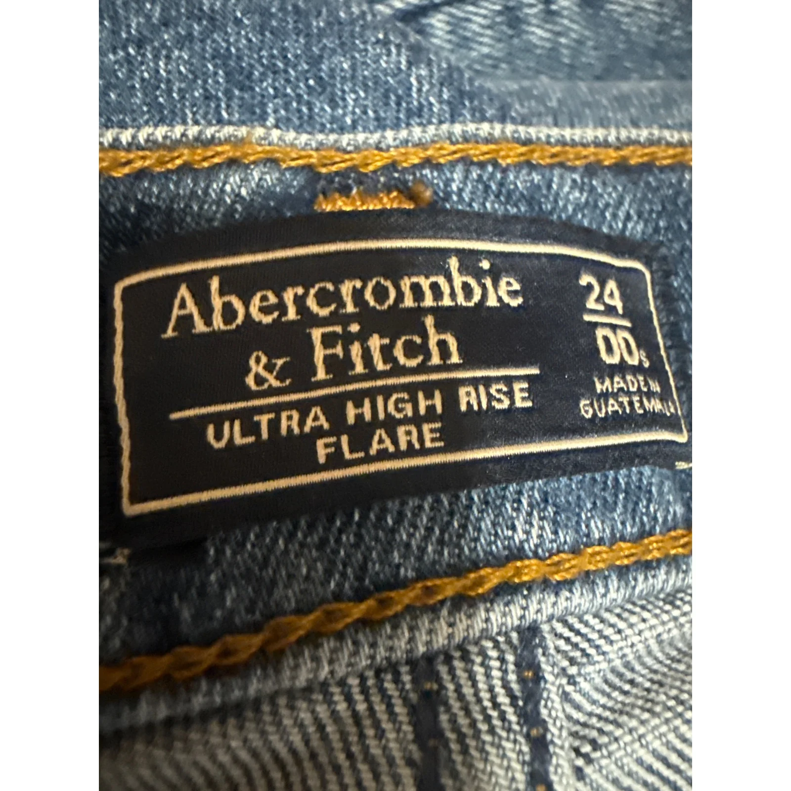 Abercrombie & Fitch Ultra High Rise Flare Blue Pintuck Bootcut Denim Jeans Sz 24 - Image 4