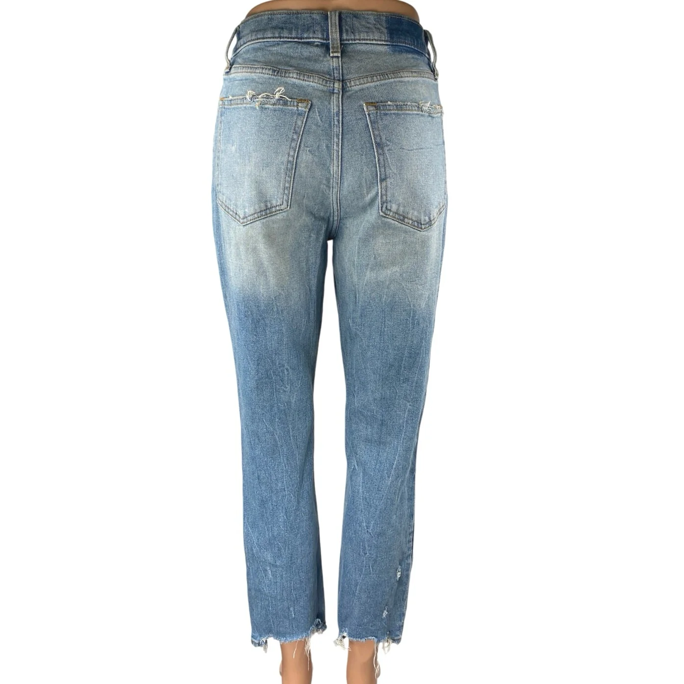 Abercrombie & Fitch Ultra High Rise Mom Blue Distressed Denim Jeans Size 27 - Image 3