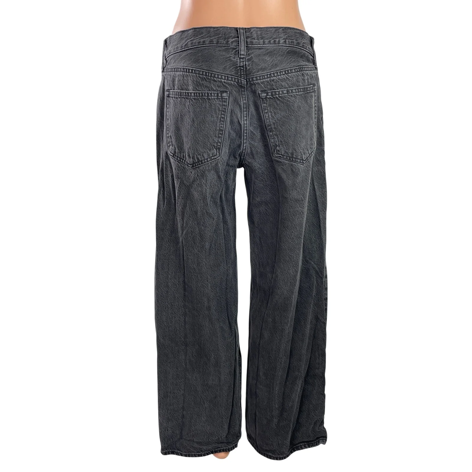 Abercrombie & Fitch Ultra Loose Low Rise Black Baggy Wide Denim Jeans Pants 28 - Image 3