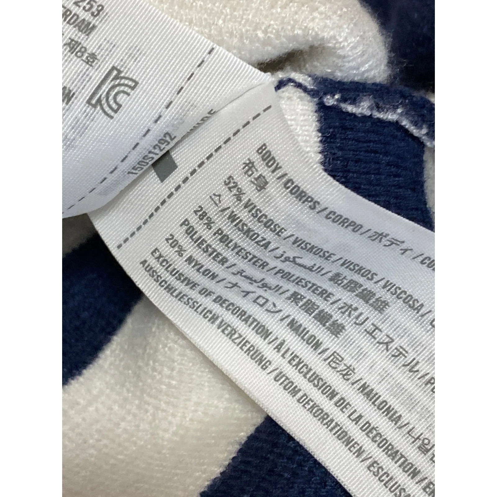 Abercrombie & Fitch White Blue Striped Short Sleeve Mock Neck Sweater Top Sz M - Image 4