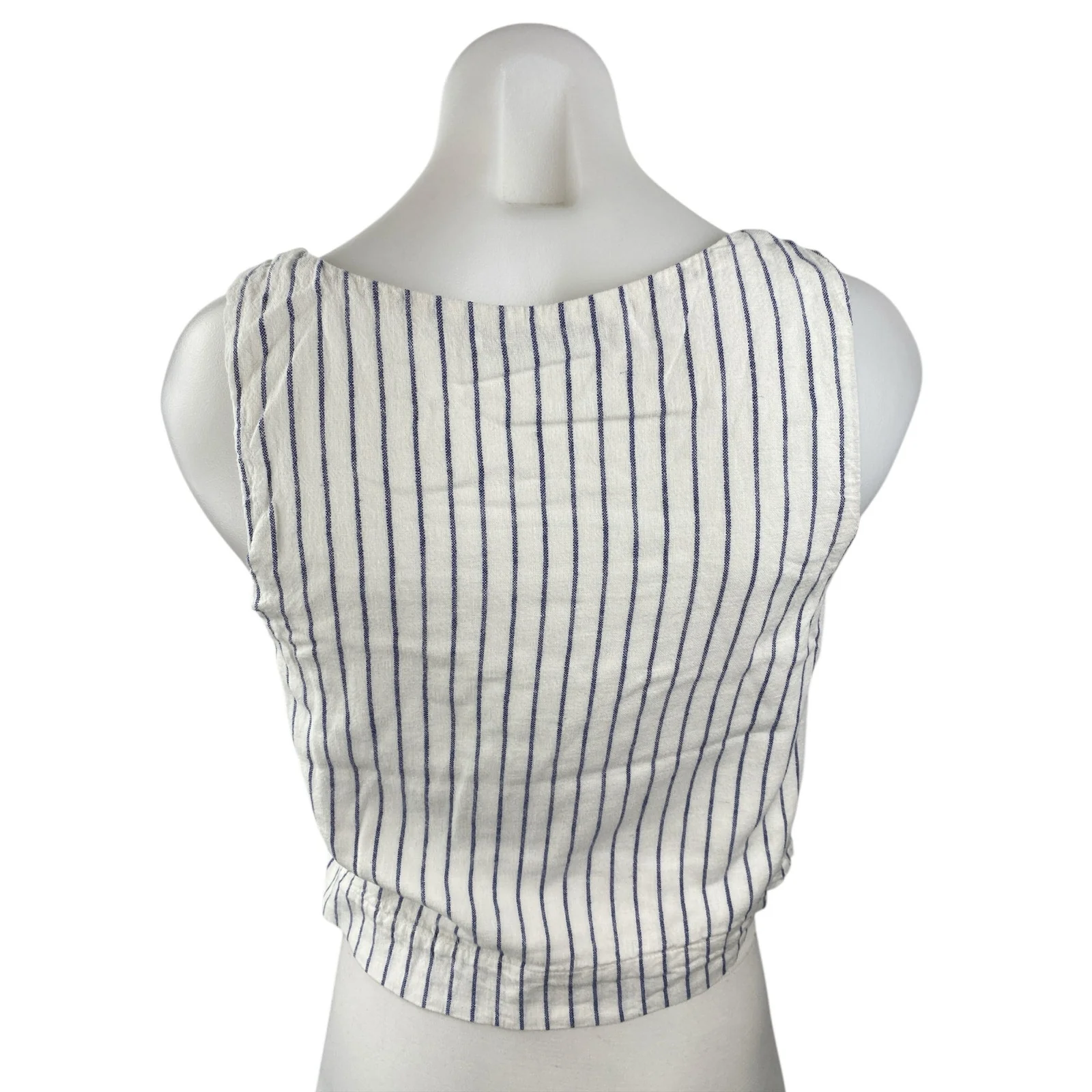 Abercrombie & Fitch White Blue Striped Sleeveless Cami Boxy Tank Crop Top Size S - Image 2