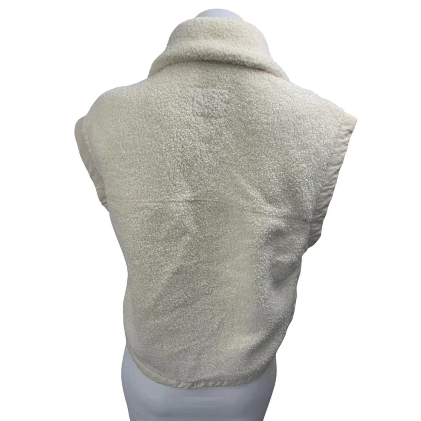 Abercrombie & Fitch White Faux Fur Sherpa Full Zip Sleeveless Vest Jacket XS - Image 2