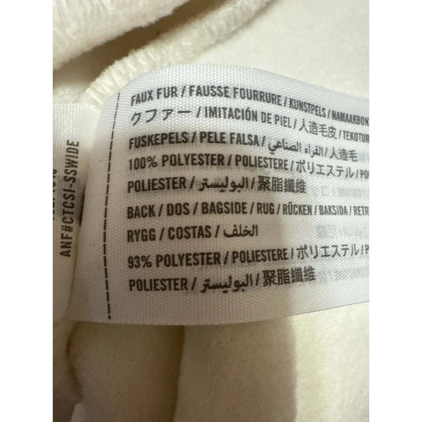 Abercrombie & Fitch White Faux Fur Sherpa Full Zip Sleeveless Vest Jacket XS - Image 4