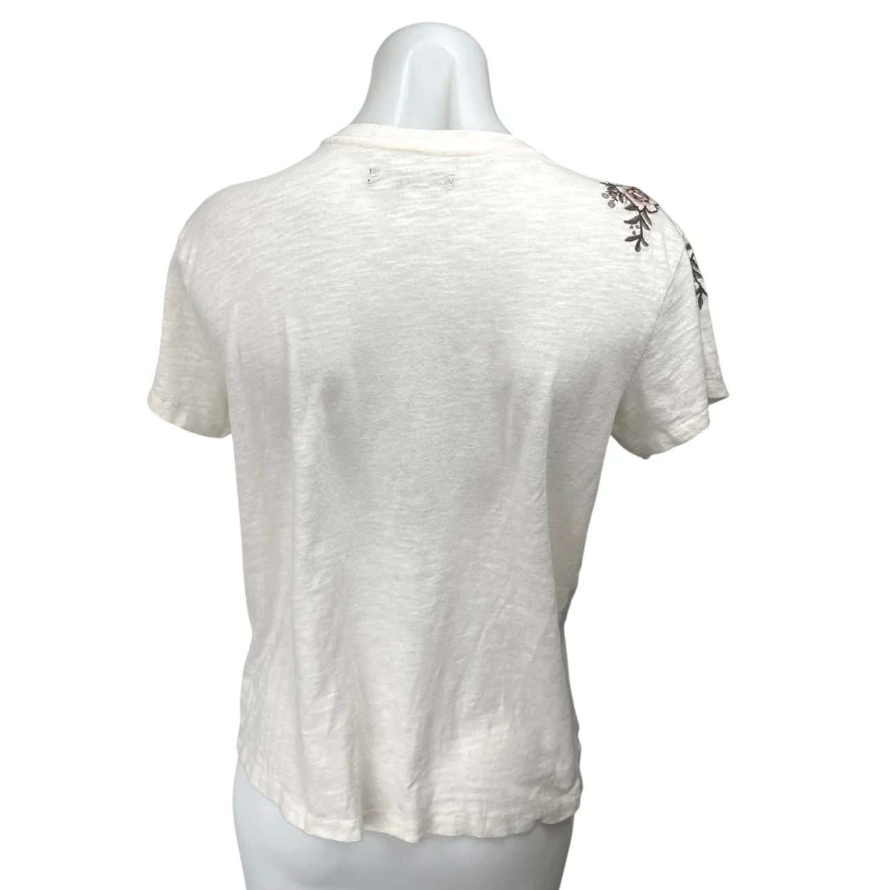 Abercrombie & Fitch White Floral Embroidered Short Sleeve Tee T-Shirt Top Size S - Image 2