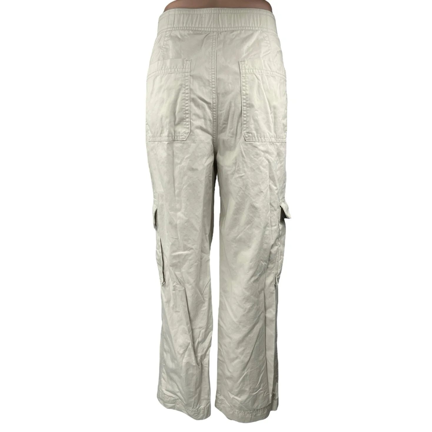 Abercrombie & Fitch White High Waist Straight Wide Leg Cargo Trousers Pants 29 - Image 3
