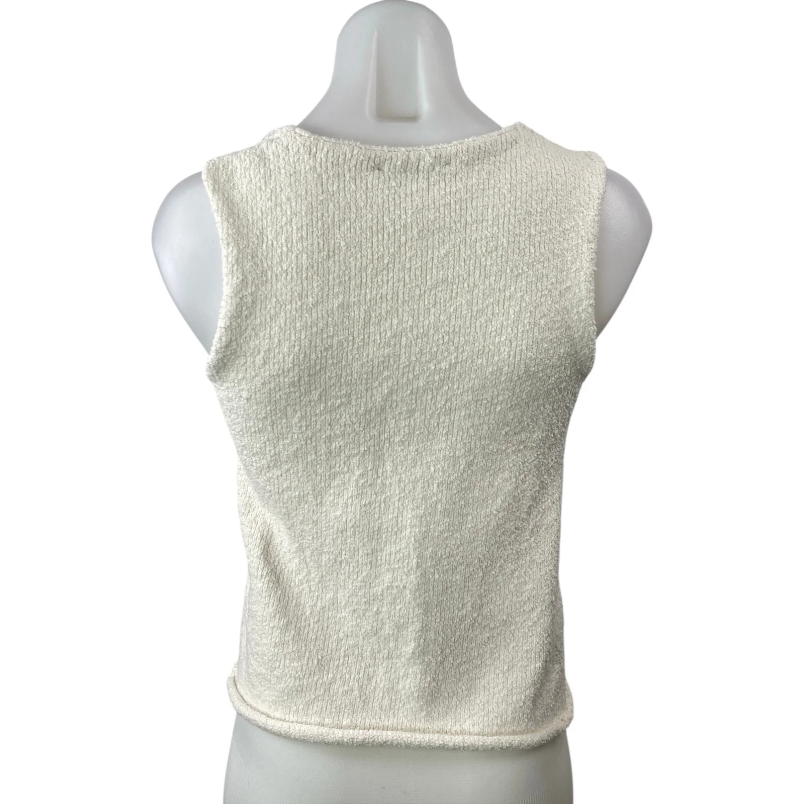 Abercrombie & Fitch White Knit Tie Front Sleeveless Crop Sweater Tank Top Sz XS - Image 2