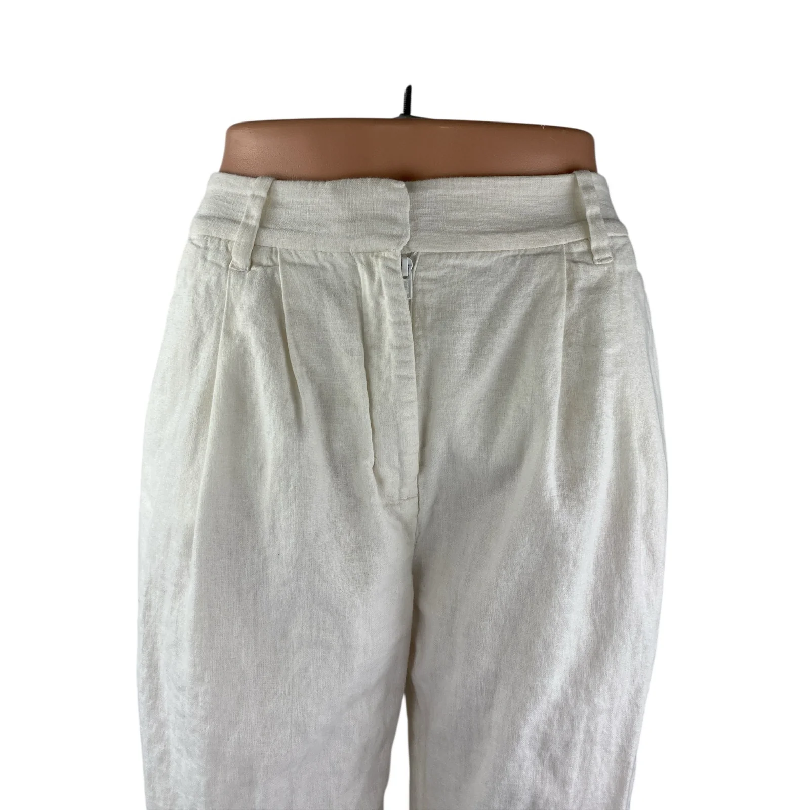 Abercrombie & Fitch White Linen Pleated Palazzo Wide Leg Trousers Dress Pants XS - Image 2