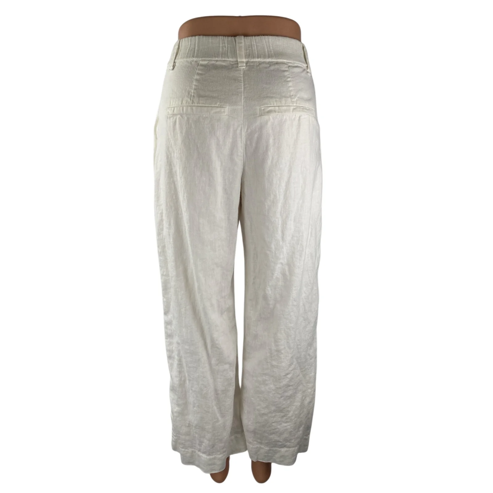 Abercrombie & Fitch White Linen Pleated Palazzo Wide Leg Trousers Dress Pants XS - Image 4