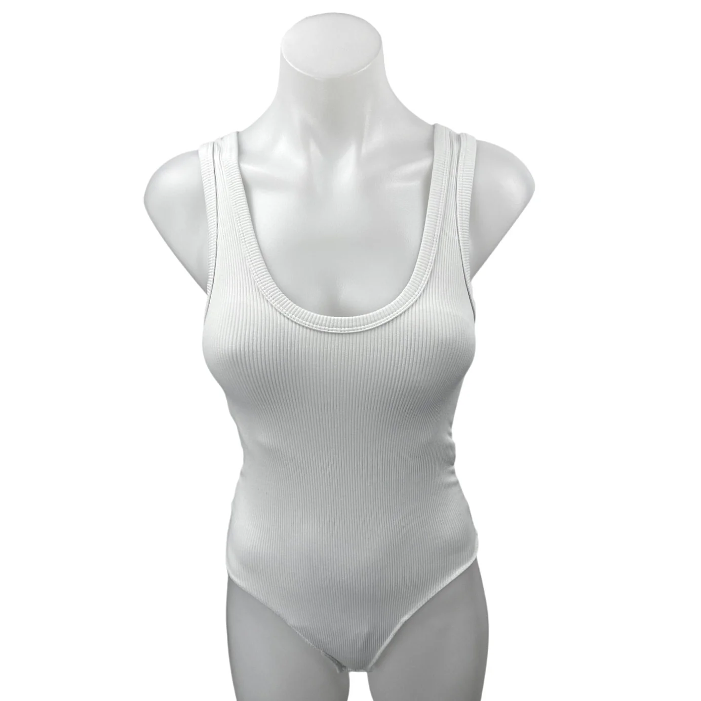 Abercrombie & Fitch White Rib Knit Sleeveless Sweater Bodysuit Tank Top Size XS