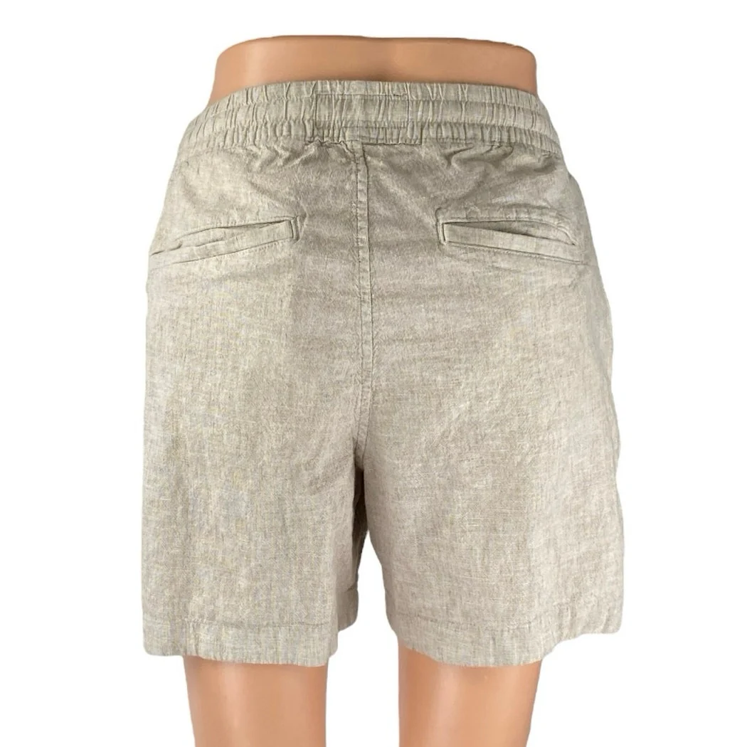 Abercrombie & Fitch Womens Beige Linen Elastic High Waist Casual Mini Shorts XS - Image 3