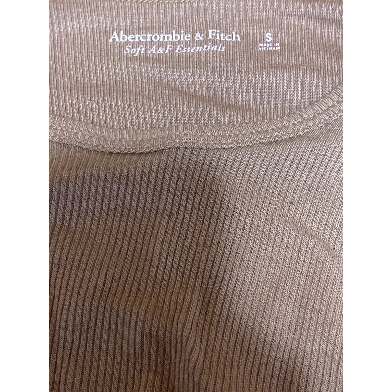 Abercrombie & Fitch Womens Beige Ribbed Crew Neck Long Sleeve Crop Sweater Top S - Image 5