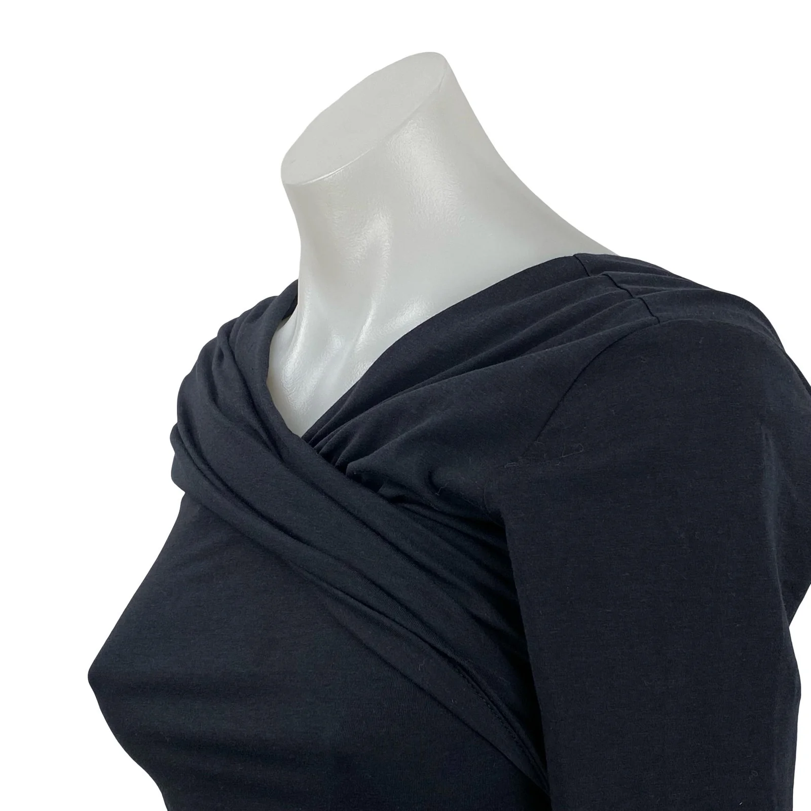 Abercrombie & Fitch Womens Black Draped Ruched Off Shoulder Shirt Blouse Top XS - Image 3