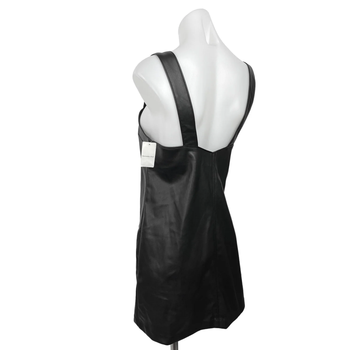 Abercrombie & Fitch Womens Black Faux Leather Sleeveless Shift Mini Dress Size M - Image 2