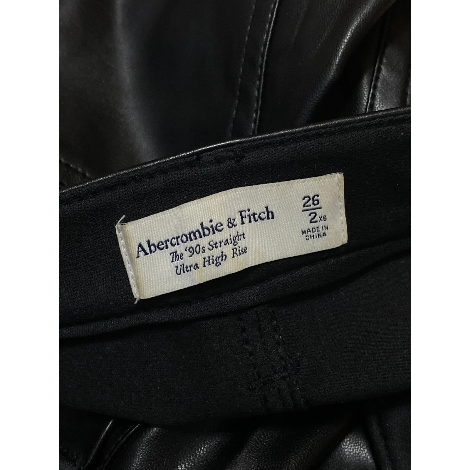 Abercrombie & Fitch Womens Black Faux Leather Vegan Flare Trousers Pants Size XS - Image 4