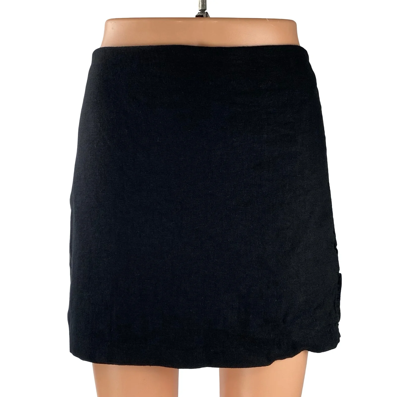 Abercrombie & Fitch Women's Black Linen High Rise Mini Flare A-Line Skirt Sz L