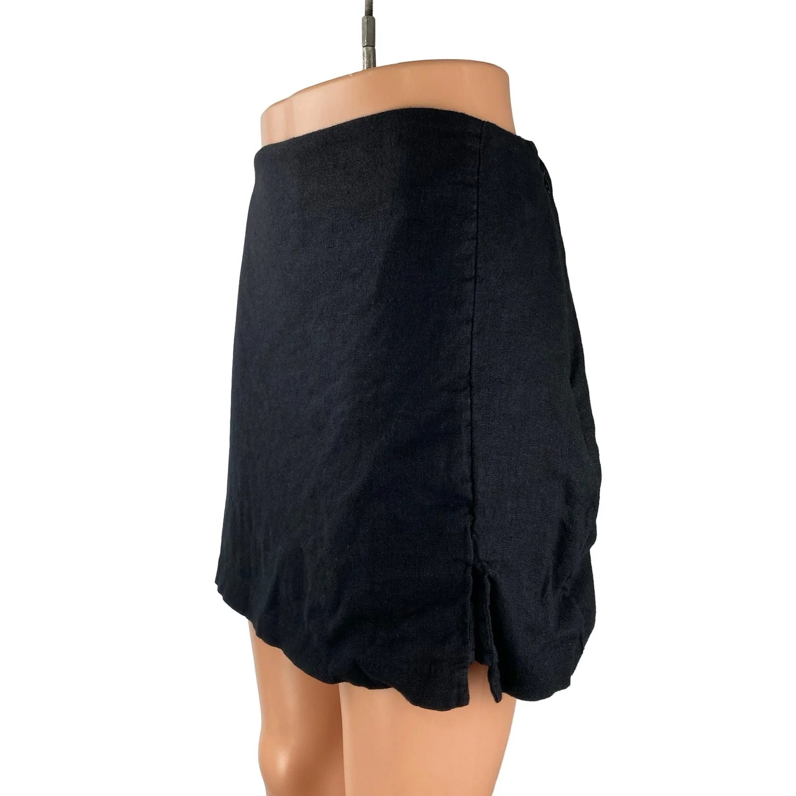 Abercrombie & Fitch Women's Black Linen High Rise Mini Flare A-Line Skirt Sz L - Image 3