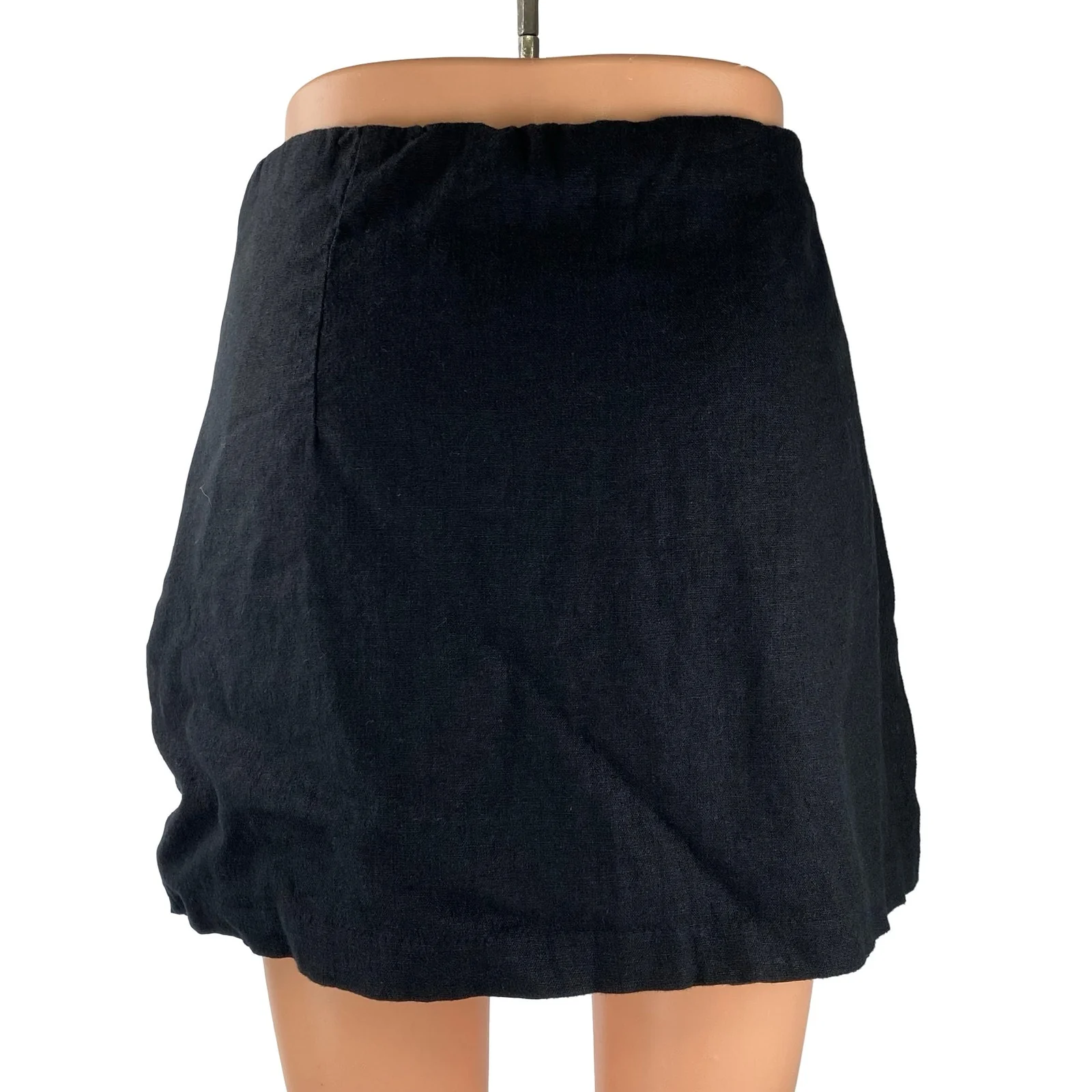 Abercrombie & Fitch Women's Black Linen High Rise Mini Flare A-Line Skirt Sz L - Image 4