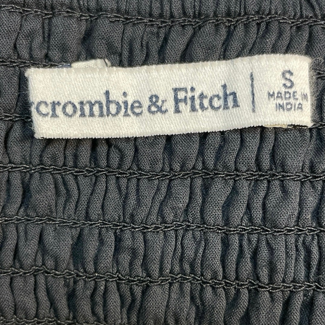 Abercrombie & Fitch Women's Black Linen Sleeveless Square Neck Crop Tank Top S - Image 4