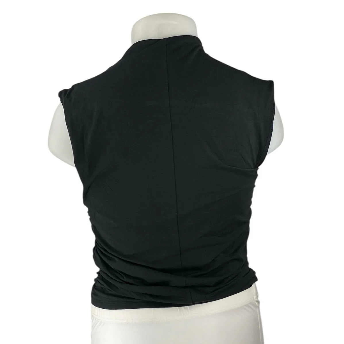 Abercrombie & Fitch Womens Black Sleeveless Ruched Mock Neck Crop Tank Top Sz XL - Image 3