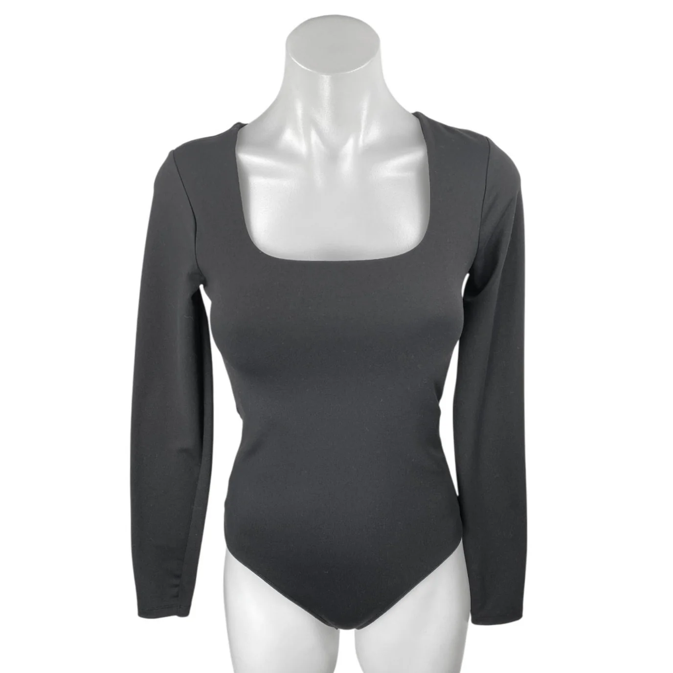 Abercrombie & Fitch Womens Black Square Neck Long Sleeve Bodysuit Shirt Top Sz S