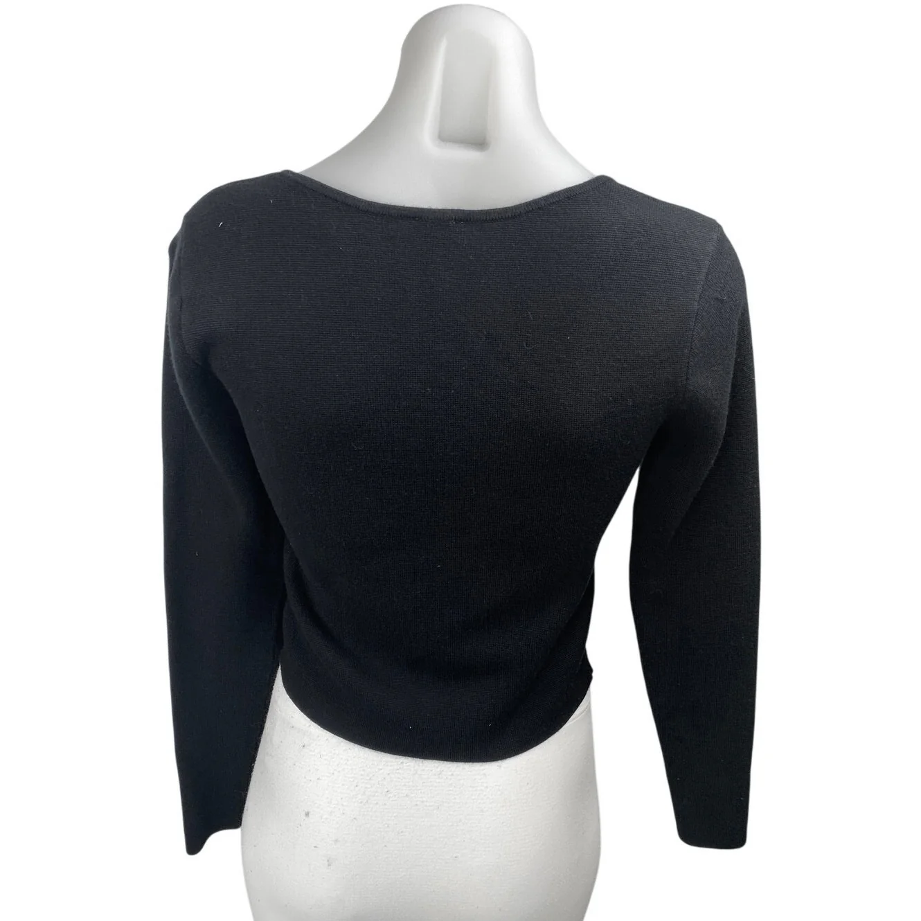 Abercrombie & Fitch Women's Black Zip Up Long Sleeve Crop Cardigan Sweater Top M - Image 2