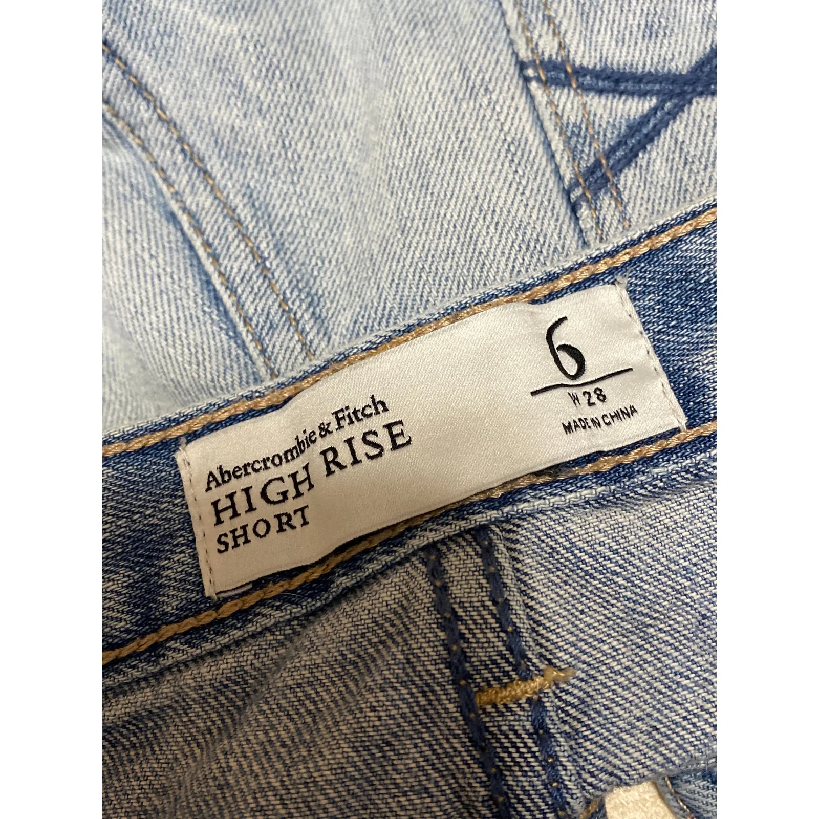 Abercrombie & Fitch Women's Blue High Waist Distressed Patcworks Denim Shorts 6 - Image 4