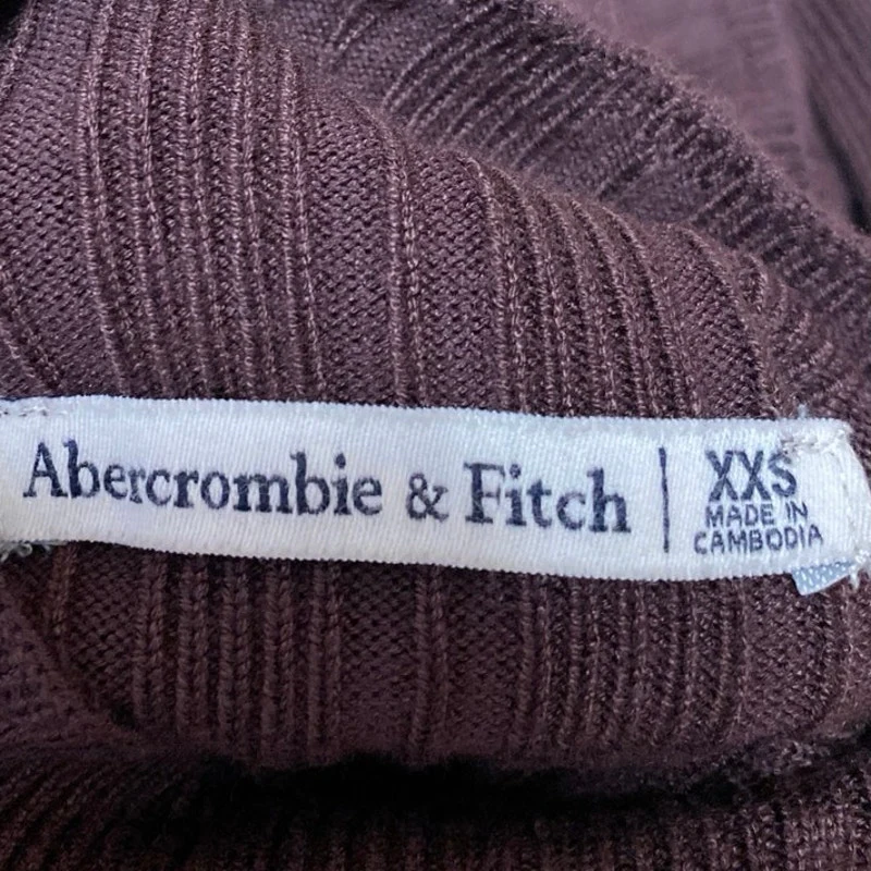 Abercrombie & Fitch Womens Brown Rib Knit Turtleneck Long Sleeve Sweater Top XXS - Image 3