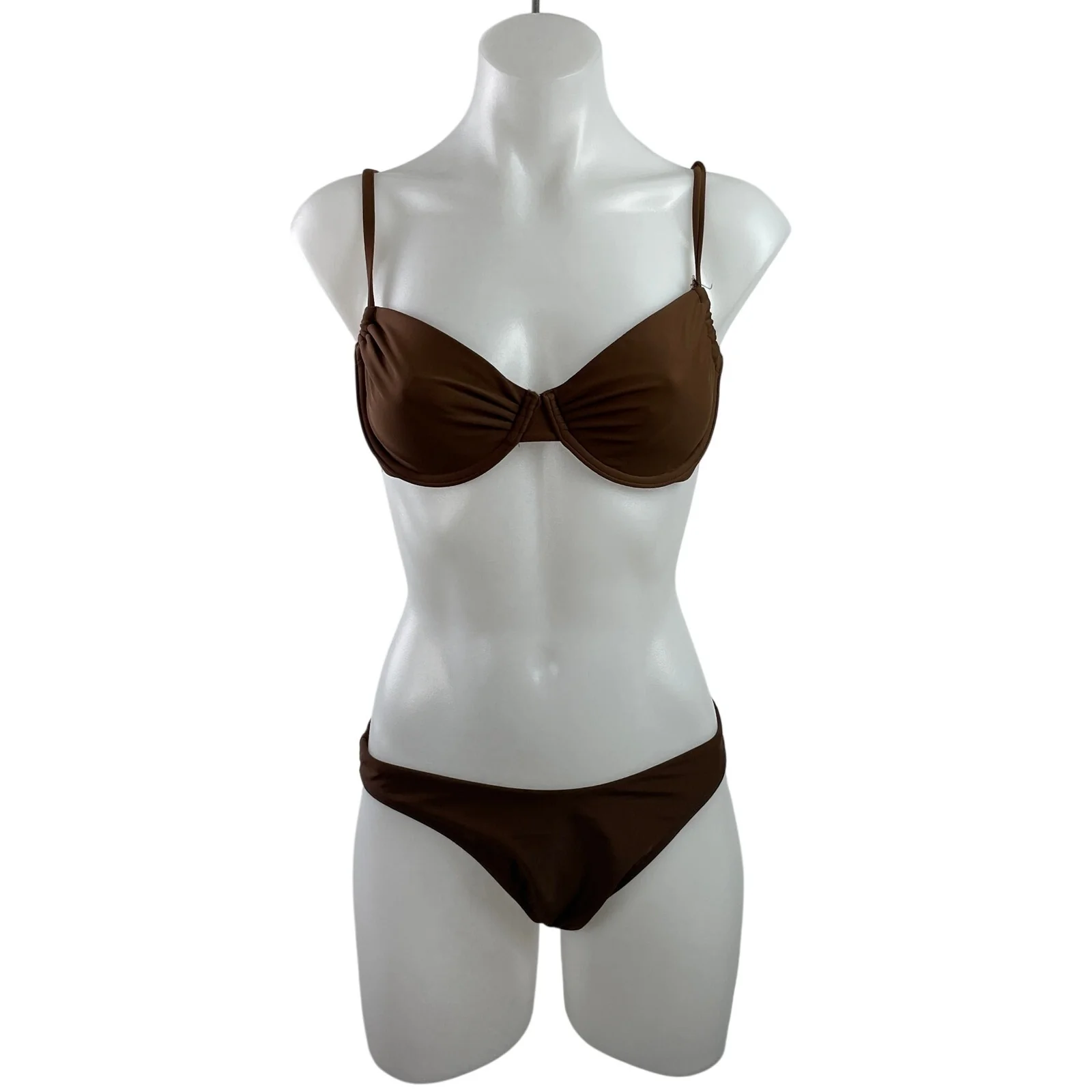 Abercrombie & Fitch Women's Brown Ruched Underwire Bikini Swimwear Set Size S/M
