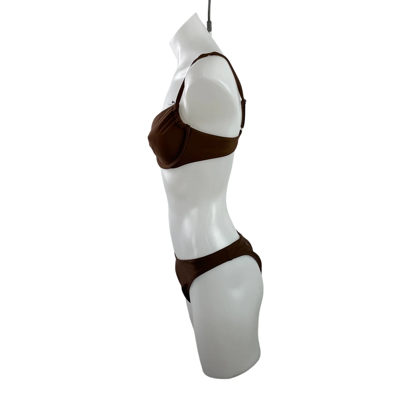 Abercrombie & Fitch Women's Brown Ruched Underwire Bikini Swimwear Set Size S/M - Image 2