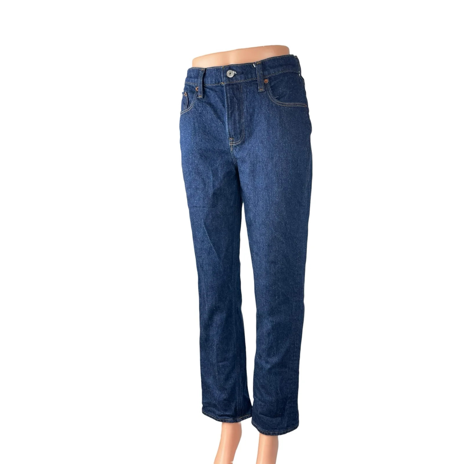 Abercrombie & Fitch Womens Dark Blue Wash Mid Rise Straight Denim Jeans Pants 25 - Image 3