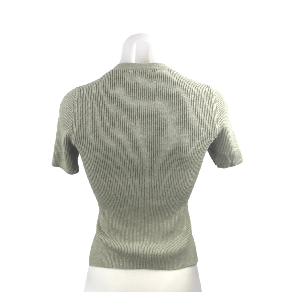 Abercrombie & FItch Women's Gray Ribbed Knit Short Sleeve Henley Top Size XS - Image 3