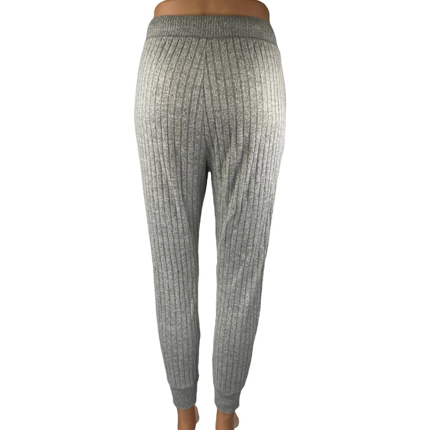 Abercrombie & Fitch Women's Gray Ribbed Tapered Lounge Joggers Sweatpants Sz XS - Image 3