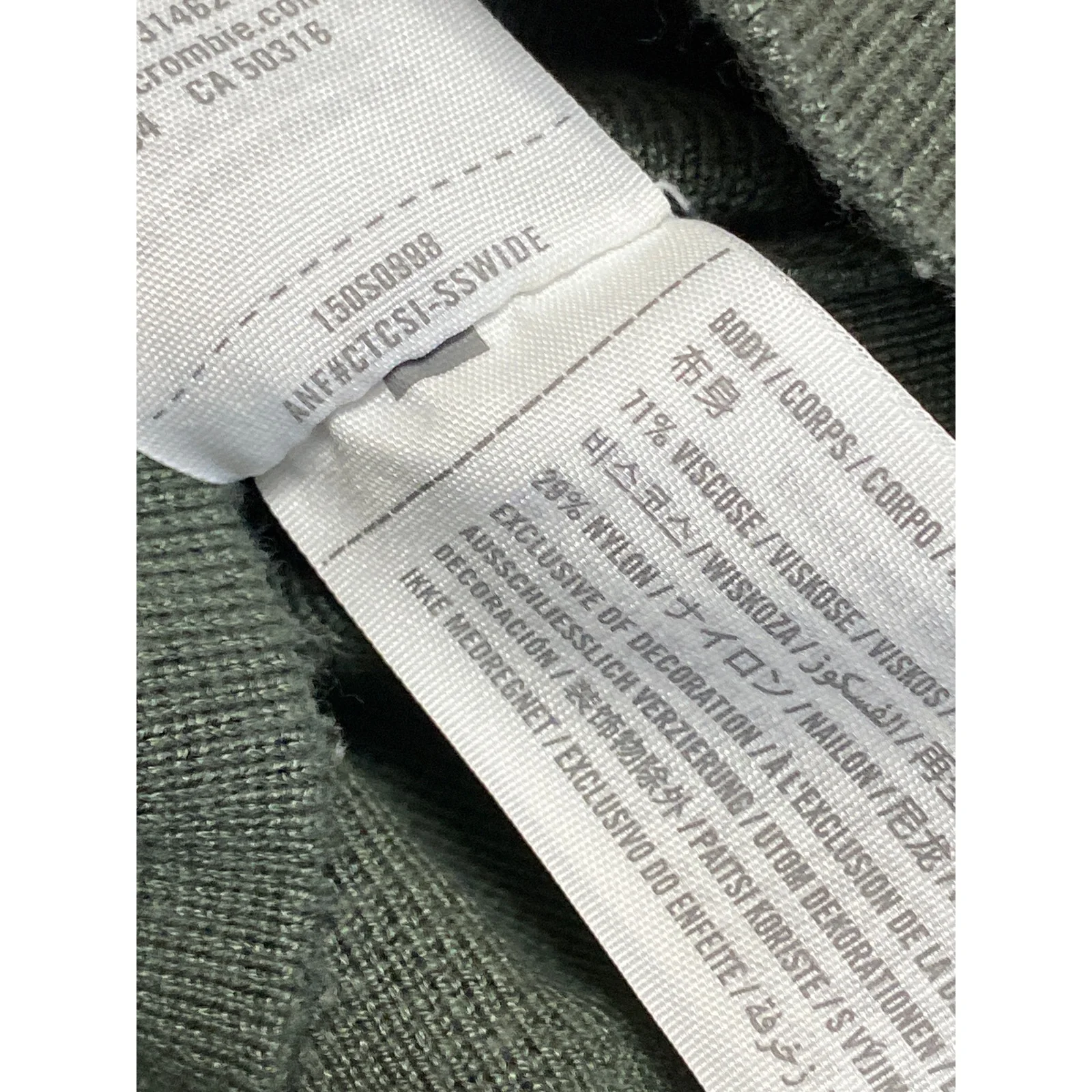 Abercrombie & Fitch Womens Green Knit Square Neck Long Sleeve Crop Sweater Top S - Image 4