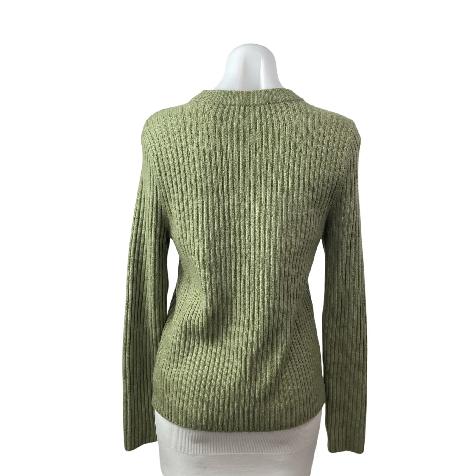 Abercrombie & Fitch Women's Green Ribbed Knit Long Sleeve Sweater Top Size M - Image 4