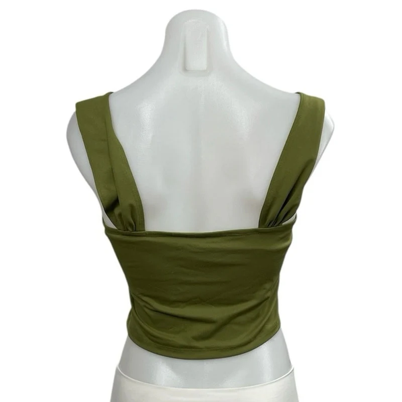 Abercrombie & Fitch Women's Green Sweetheart Neck Sleeveless Crop Tank Top Sz M - Image 3