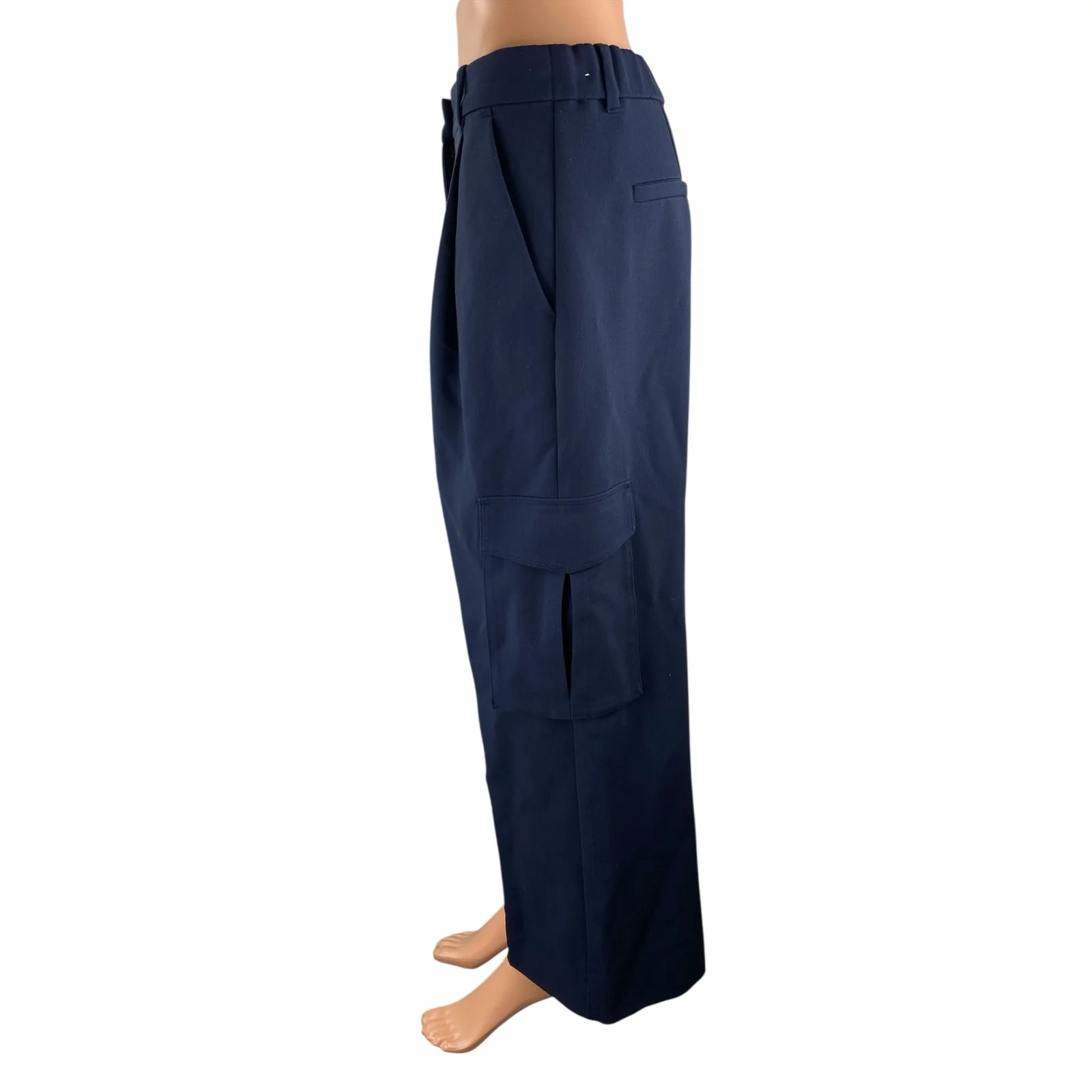 Abercrombie & Fitch Women's Navy Blue High Rise Cargo Wide Leg Trousers Pants 29 - Image 3