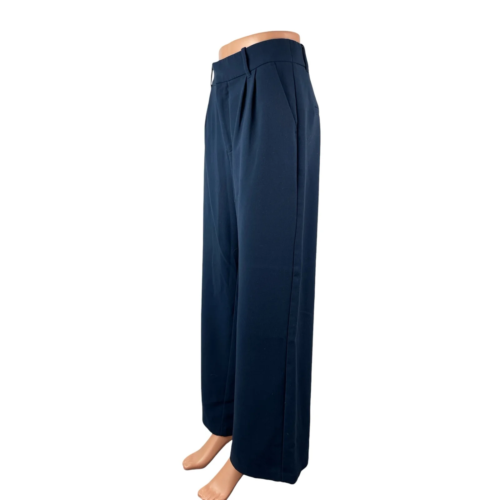 Abercrombie & Fitch Women's Navy Blue Wide Leg High Rise Trousers Pants Size M - Image 2