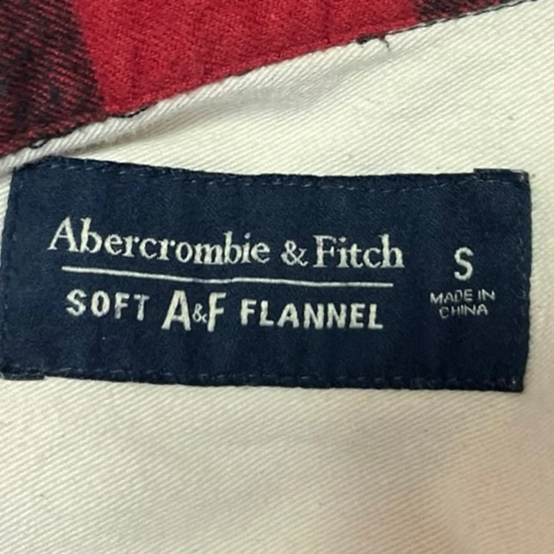 Abercrombie & Fitch Women's Red Black Flannel Plaid Checkered Button Shirt Top S - Image 4