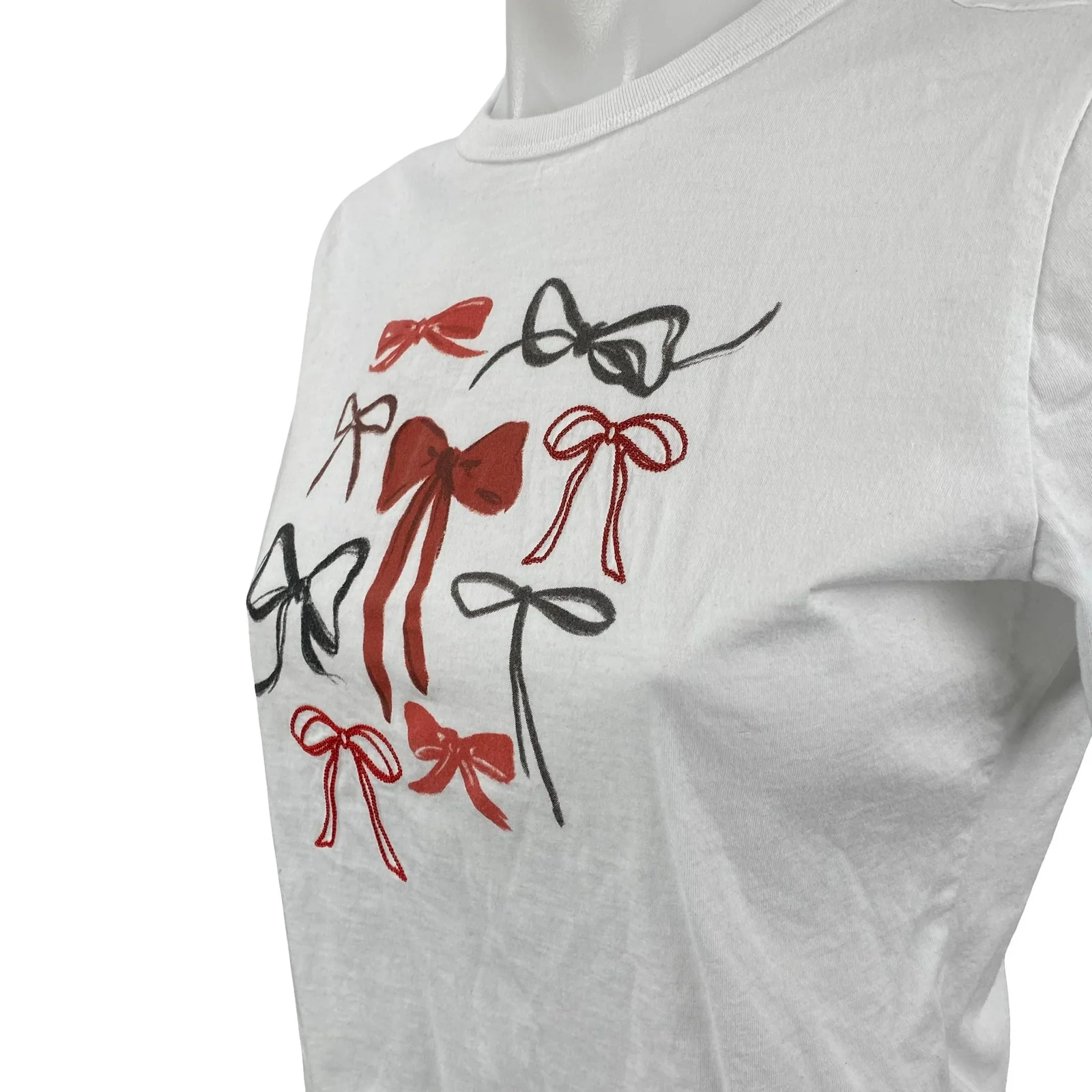 Abercrombie & Fitch Women's Skimming Bows Graphic Crop Baby Tee T-Shirt Top XS - Image 2