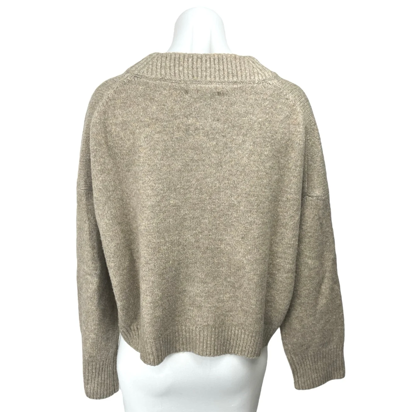 Abercrombie & Fitch Women's Tan Wool V-neck Long Sleeve Pullover Sweater Top S - Image 2