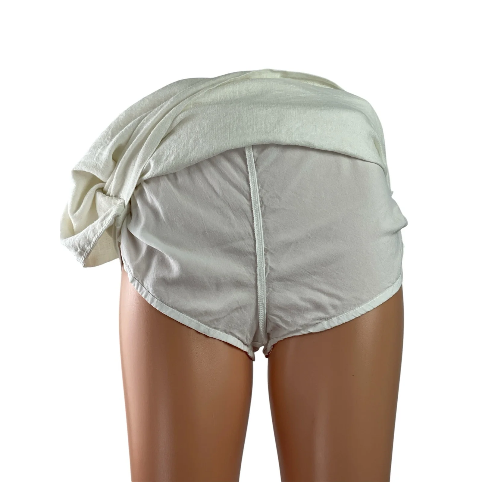 Abercrombie & Fitch Womens White Linen Blend Side Zip Wrap Mini Skirt Skort Sz S - Image 2