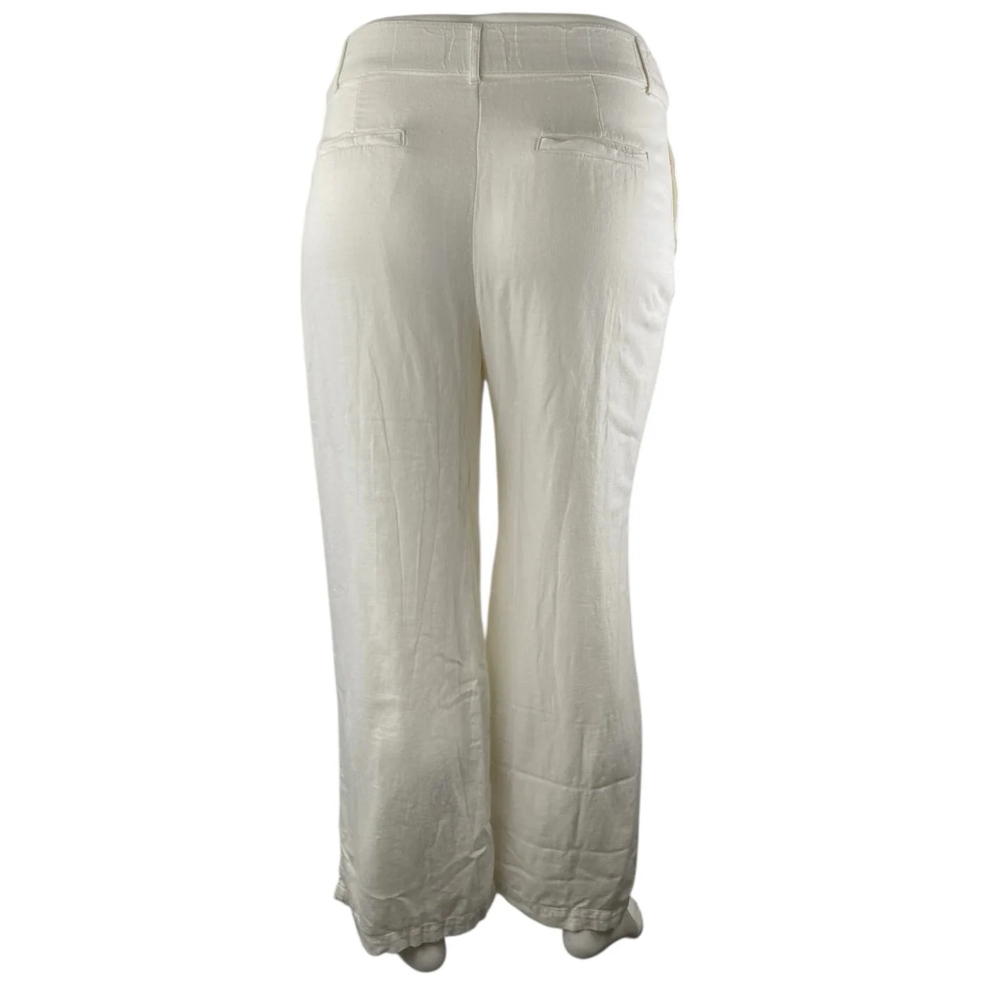 Abercrombie & Fitch Women's White Linen High Waisted Wide Leg Trousers Pants L - Image 3