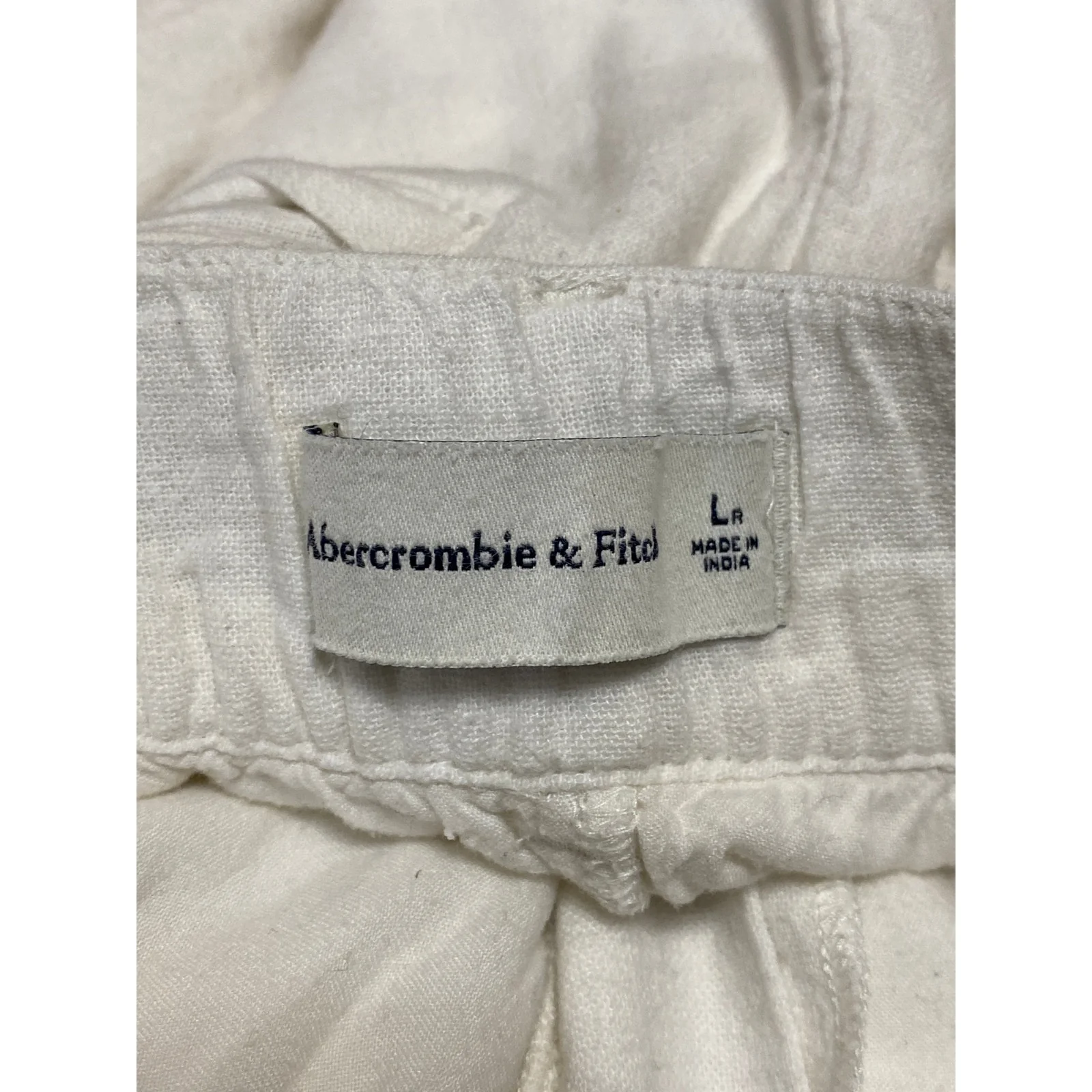 Abercrombie & Fitch Women's White Linen High Waisted Wide Leg Trousers Pants L - Image 4