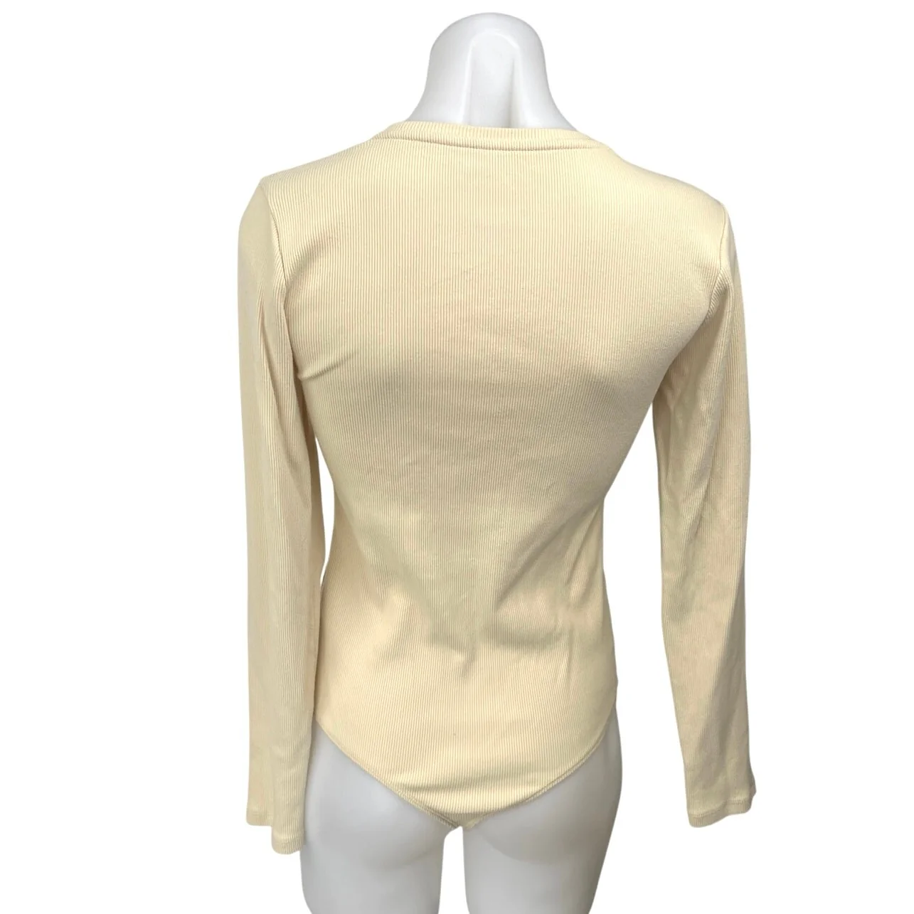 Abercrombie & Fitch Women's Yellow Rib Knit Long Sleeve Crew Neck Bodysuit Top M - Image 2